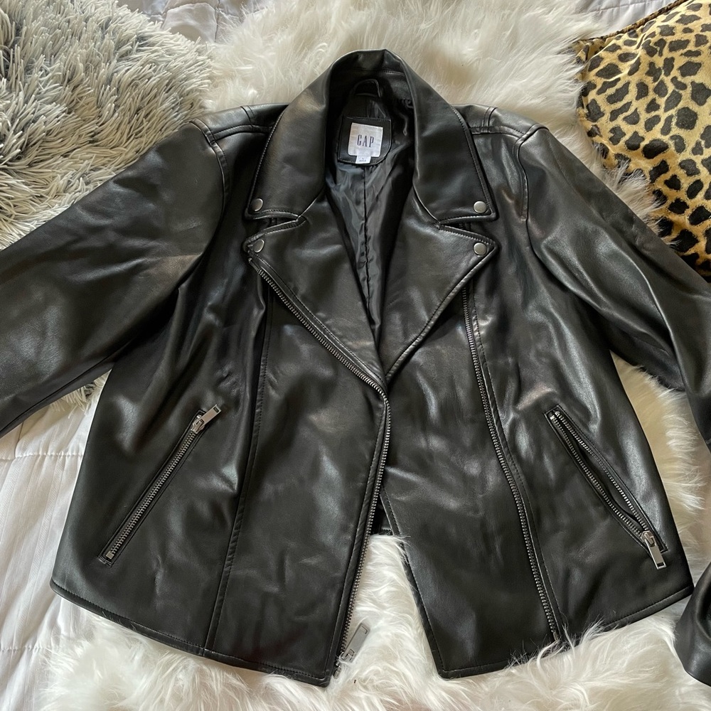 GAP Black Fax Leather Moto Jacket